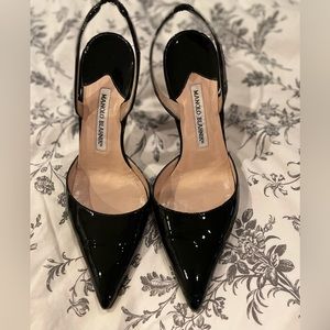 Manolo Blahnik Black Slingback Pumps Size 38